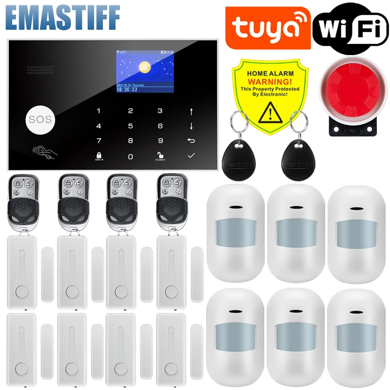 

Tuya WiFi GSM home Security Protection smart Alarm System LCD screen Burglar kit Mobile APP Remote Control Arm and Disarm