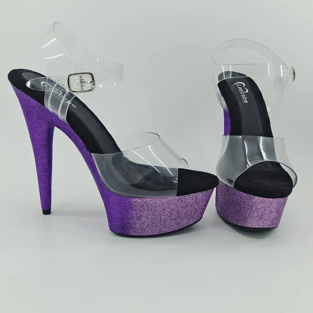 Leecabe 15CM/6Inch Colorful Glitter  Women's Platform Sandals  party High Heels Shoes Pole Dancing Shoes