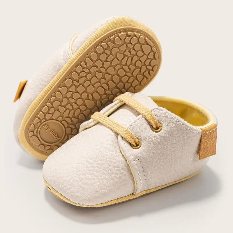 

Newborn Baby Shoes Fashion Simple Casual Infant Boys Girl Shoes Leather Anti-Slip Falt Rubber Sole Toddler First Walkers