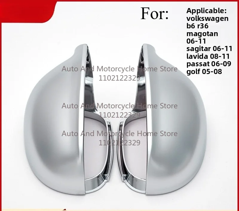 Фото 2 шт. матовых хромированных накладок на боковые зеркала для VW Golf MK5 GTI 5 Passat B6 Jetta MK5 R36 R32 Golf Plus Variant, серебристые крышки на дверные зеркала. №1