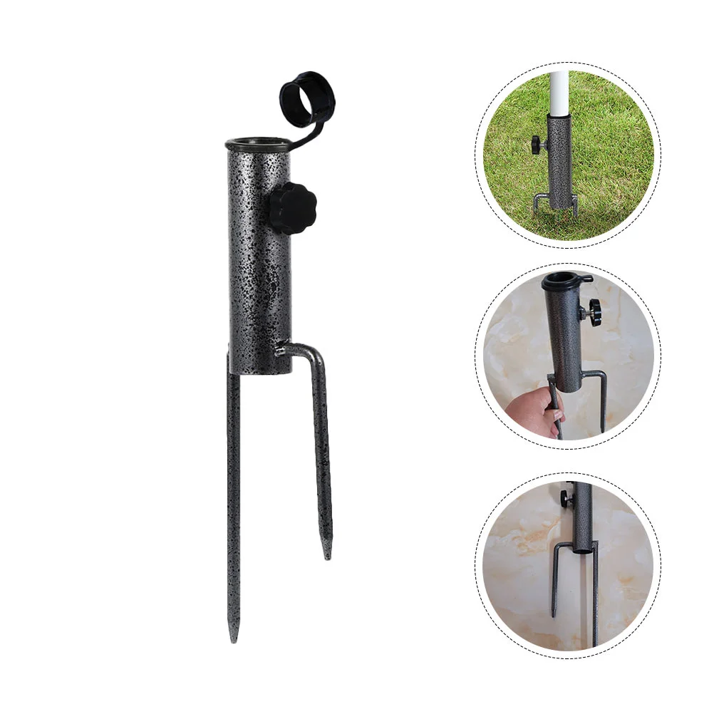 

Parasol Insert Umbrella Holder Stand Grass Auger Ground Flag Pole Fishing Outdoor Anchor Stake Iron