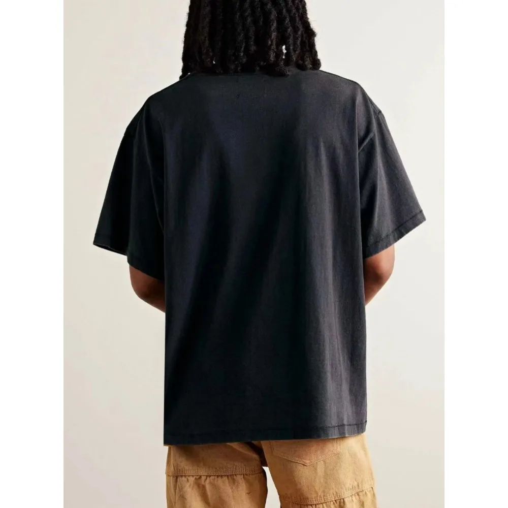 NIGO Мужская потертая винтажная футболка с короткими рукавами и выцветшим принтом