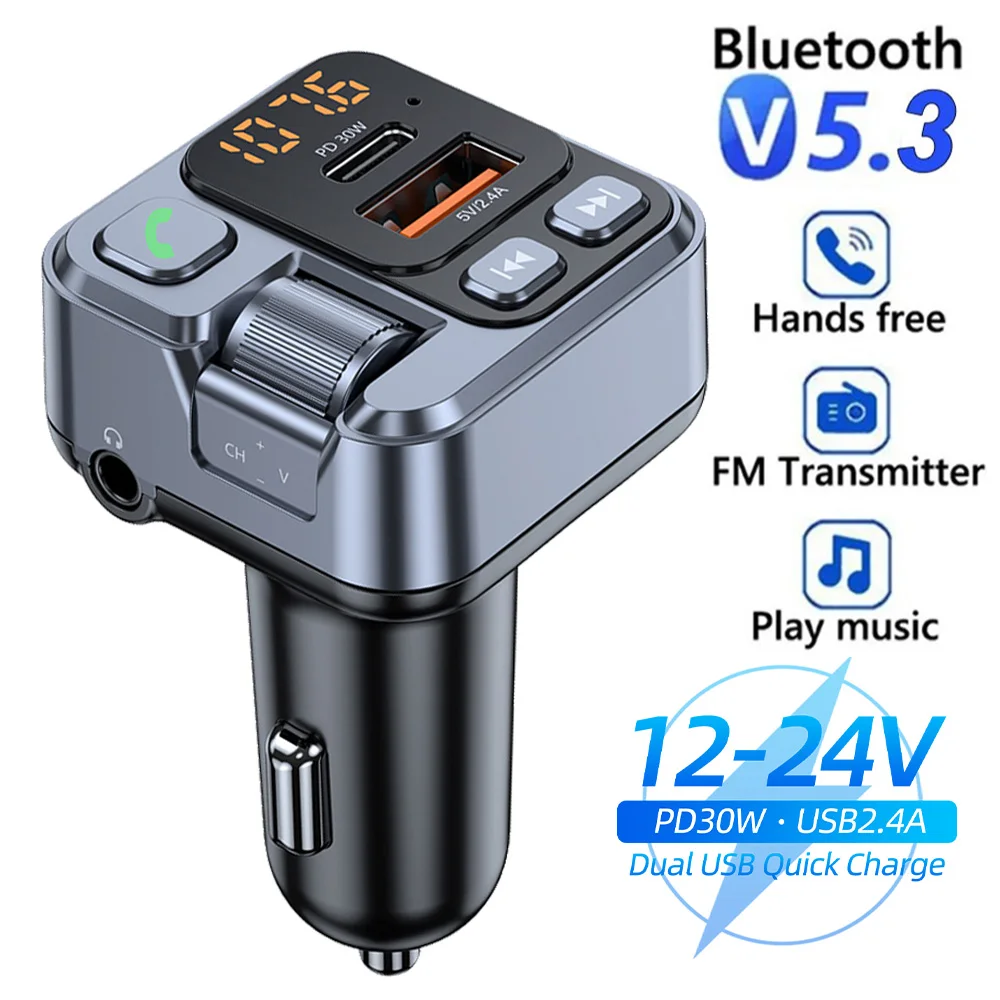 

Автомобильный Bluetooth-приемник USB U-диск для чтения PD20w, быстрая зарядка, цифровой дисплей, автомобильный адаптер для мобильного телефона, FM-передатчик для мобильных телефонов