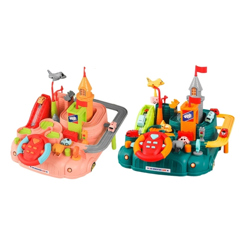 

N80C Cartoon Puzzle Playset Push and Go Early Educational Vehicles Inertia Toy Fascinating Educational Toy Race Tracks