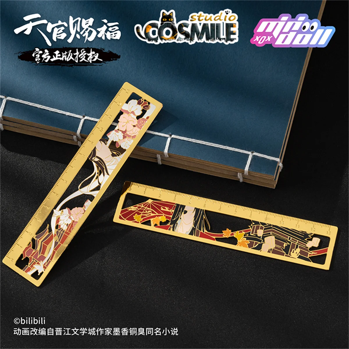 

Cosmile Tian Guan Ci Fu Official Original TGCF Ghost King Hua Cheng Xie Lian Metal Ruler Bookmark Stationery Sa MN Feb
