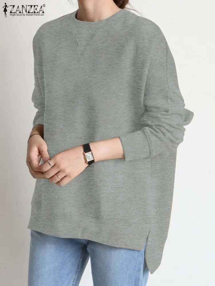 

Oversized ZANZEA Women Harajuku Sweatshirt 2023 Spring Autumn Long Sleeve Tops Pullovers Casual Solid Loose Blouse Tops Blusas