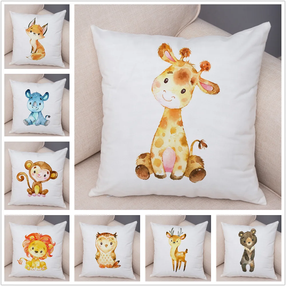 

Nordic Lion Giraffe Fox Monkey Owl Pillow Case Decor Cute Cartoon Animal Cushion Cover for Sofa Pillowcase Pillow Covers 45x45cm