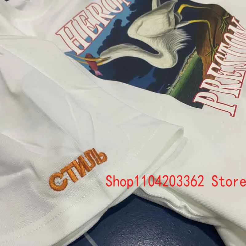 Европейский американский уличный тренд брендовая футболка HERON PRESTON с короткими