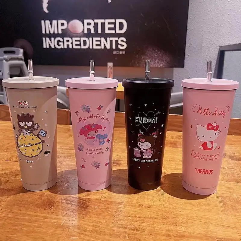 

Мультяшный Sanrioed Kawaii My Melody Cup Girl Heart Kuromi прямая чашка для питья из нержавеющей стали домашняя Двойная Вакуумная чашка подарок для пары