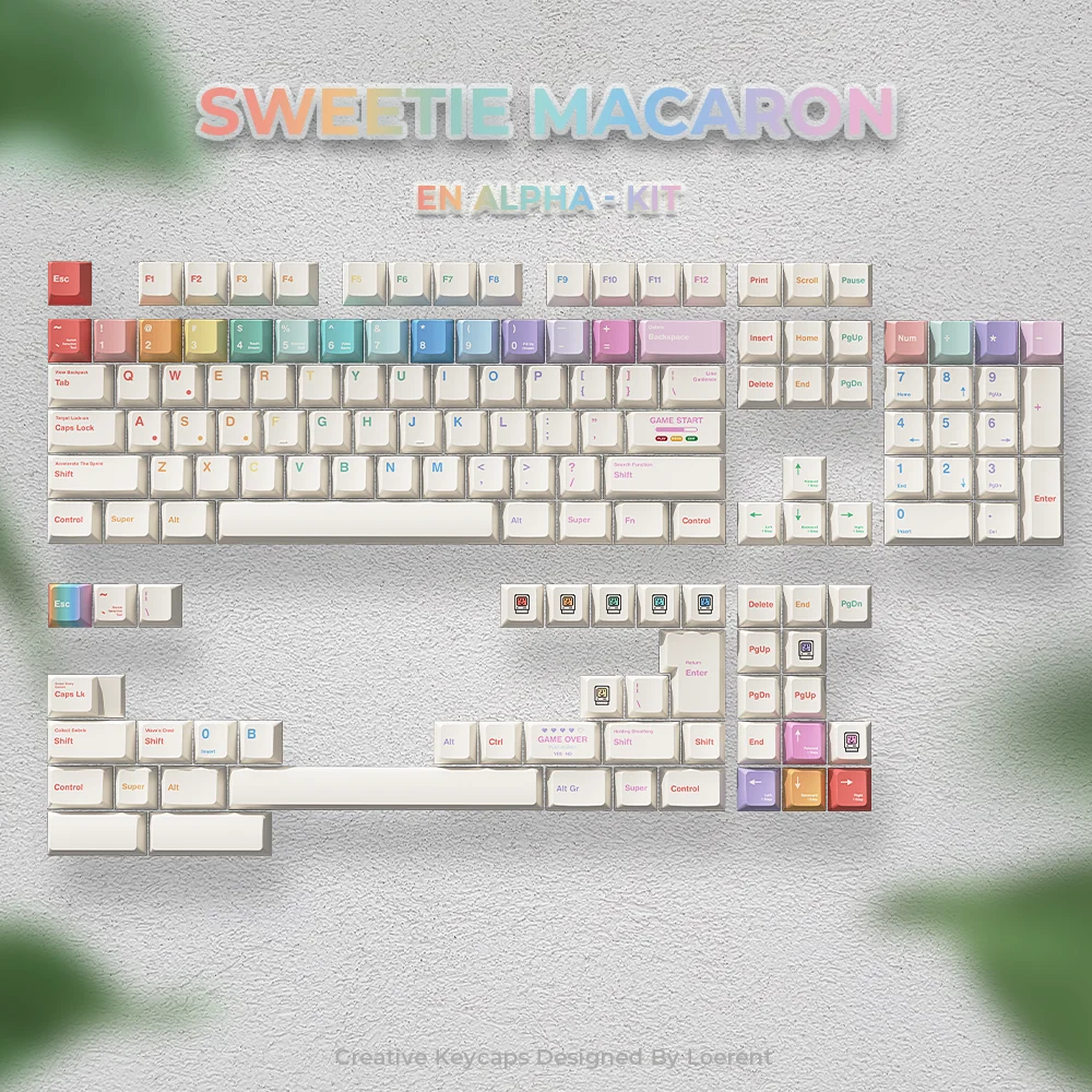 Колпачки для клавиш Sweetheart Macaron PBT Оригинальная высота Zoom75 пятисторонняя