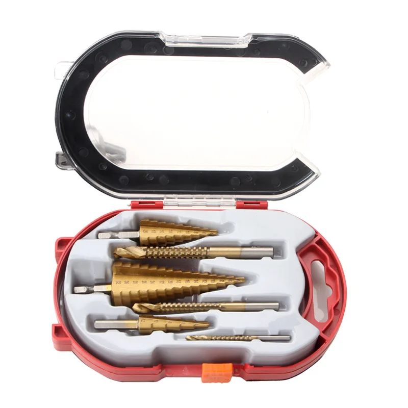 6Pcs HSS Steel Titanium Step Drill Bit Set 3,6,8 Saw Drill M