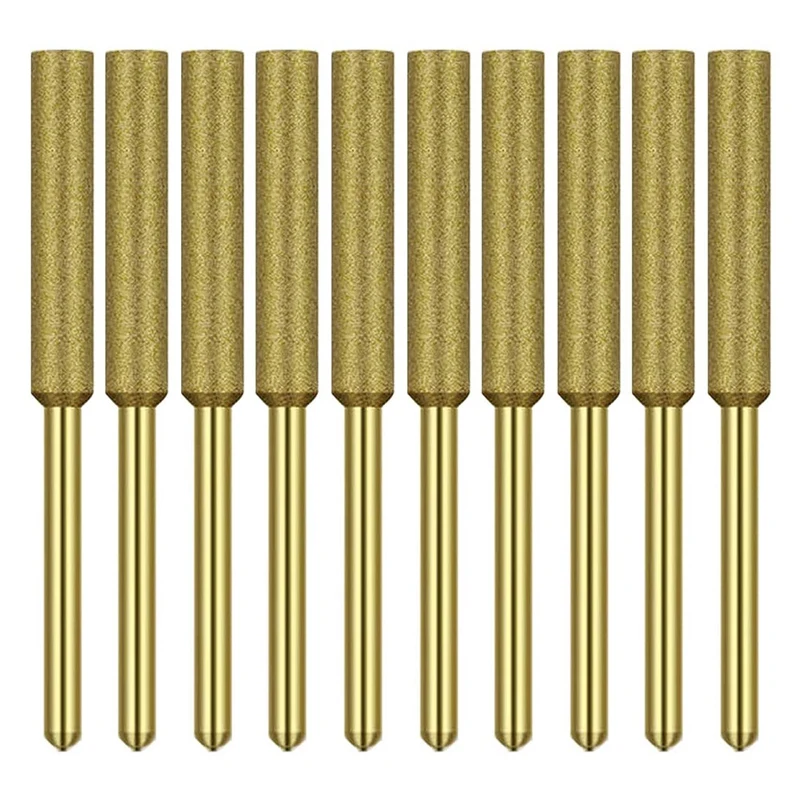 

Hot 10 Pcs Electric Chainsaw Sharpener Stone Burr Grinding Stone File,Titanium Plated Diamond Sharpening Wheels (4.0Mm)