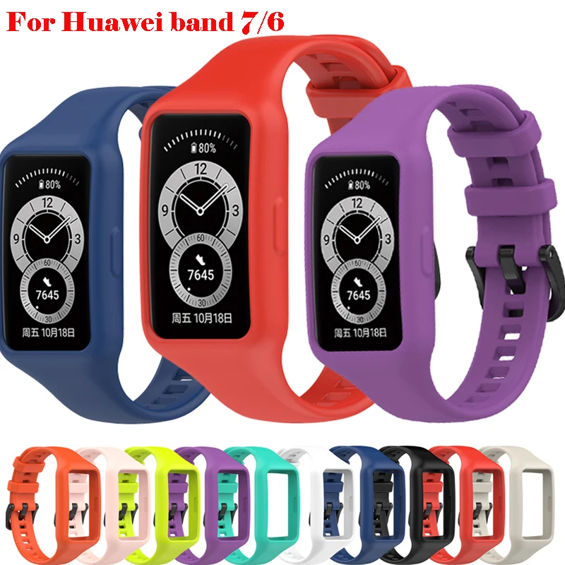 

Силиконовый ремешок для Huawei Band 7 6 Pro, сменный ремешок для часов Honor Band 6, ремешок с полной защитой экрана, браслет