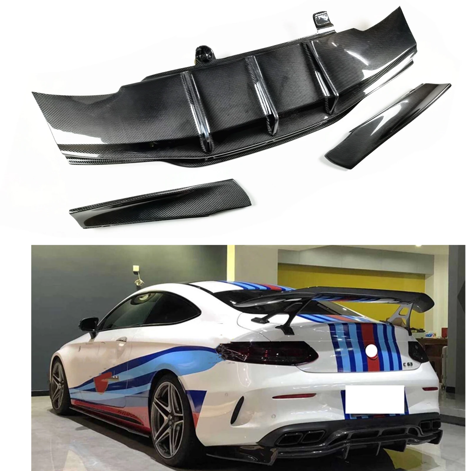

PSM Style Rear Bumper Diffuser Lip For Mercedes-Benz C63 AMG S Coupe 2 Door 2015-2021 Real Carbon Fiber Spliter Spoiler Plate