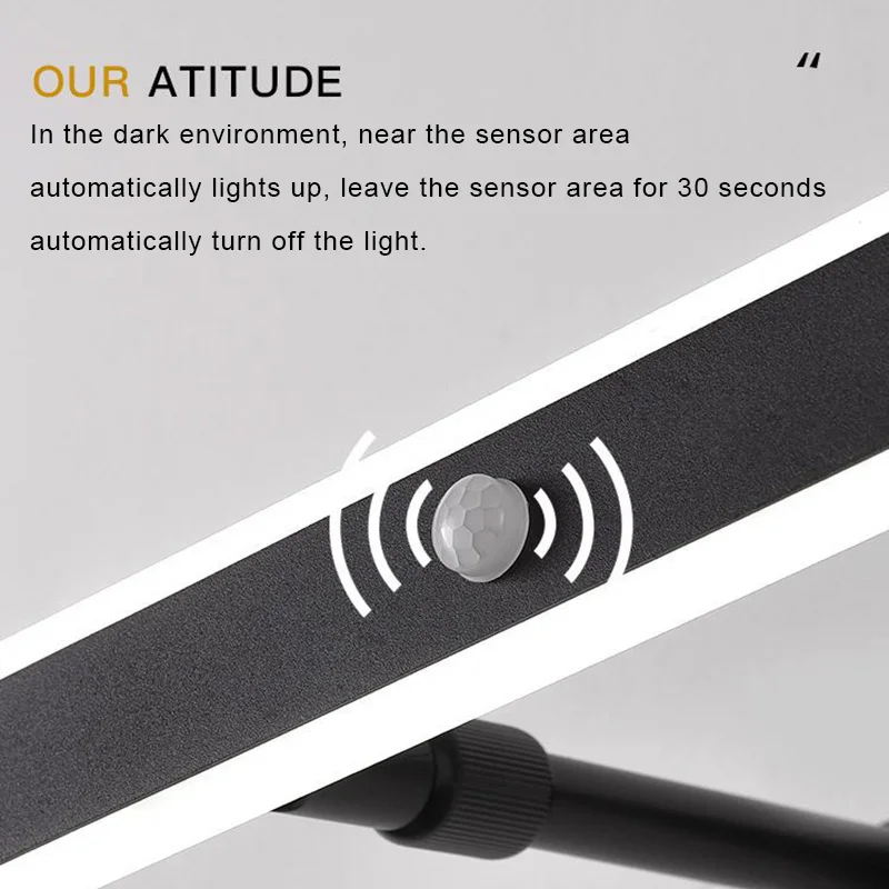 Зеркальная настенная лампа с датчиком движения фотолампа для ванной комнаты 40 см