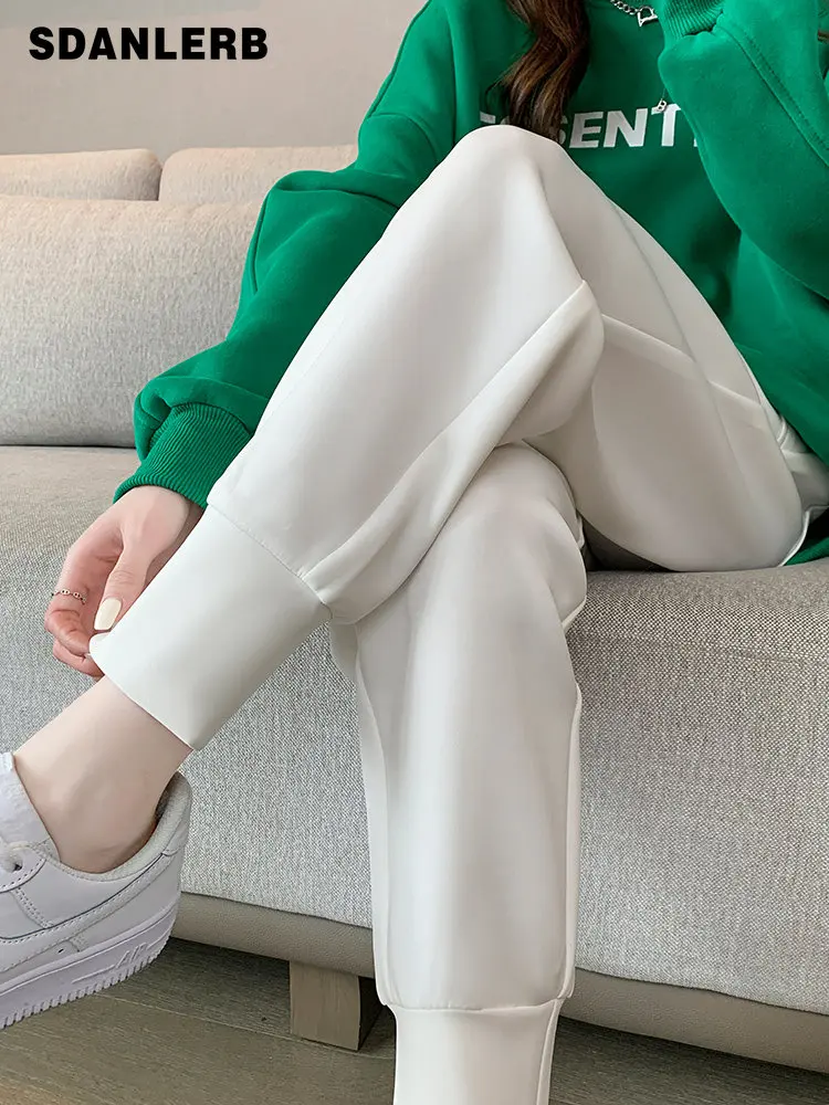 

Solid Color Track Pants Women's Versatile Ankle-Banded Pants Spring Autumn New Loose Slimming Radish Harem Casual Trousers