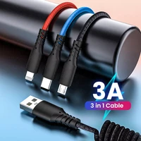 1 21 8m 3 in 1 spring usb cable usb to micro usbtype c8 pin kable for iphone charger 3a fast charging cable for iphone 13 12