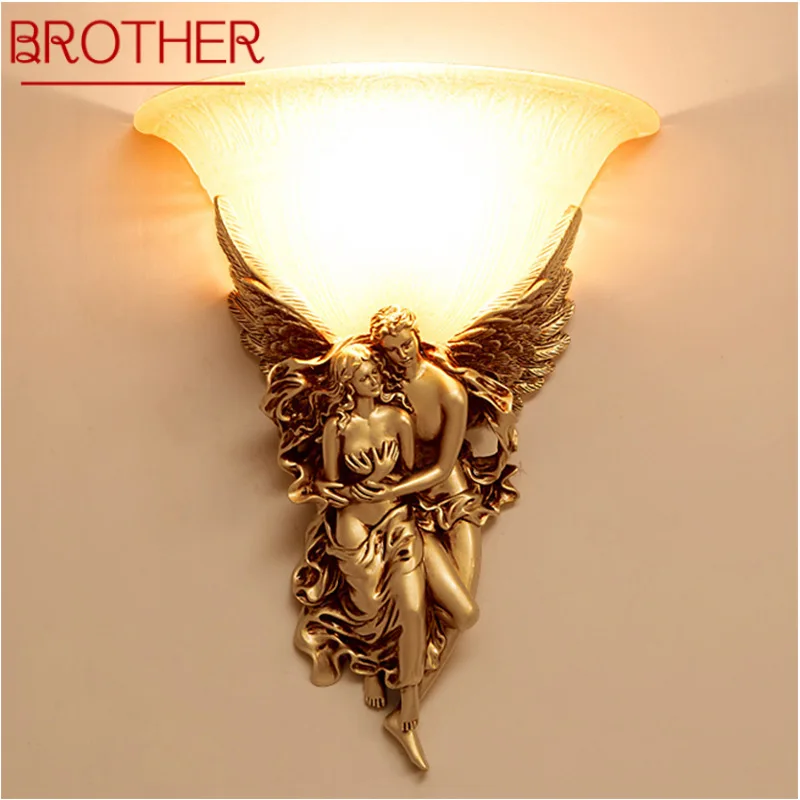 

BROTHER Angel Wall Lamps LED Gold Creative Design Resin Sconce 3 colors Lights For Home Living Room Bedroom