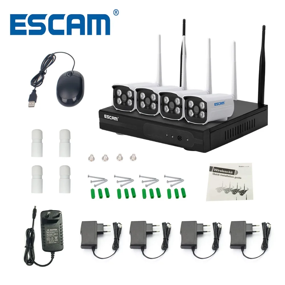 

ESCAM WNK403 Plug and Play Wireless NVR Kit P2P 720P HD Outdoor IR Night Security IP Camera WIFI CCTV System