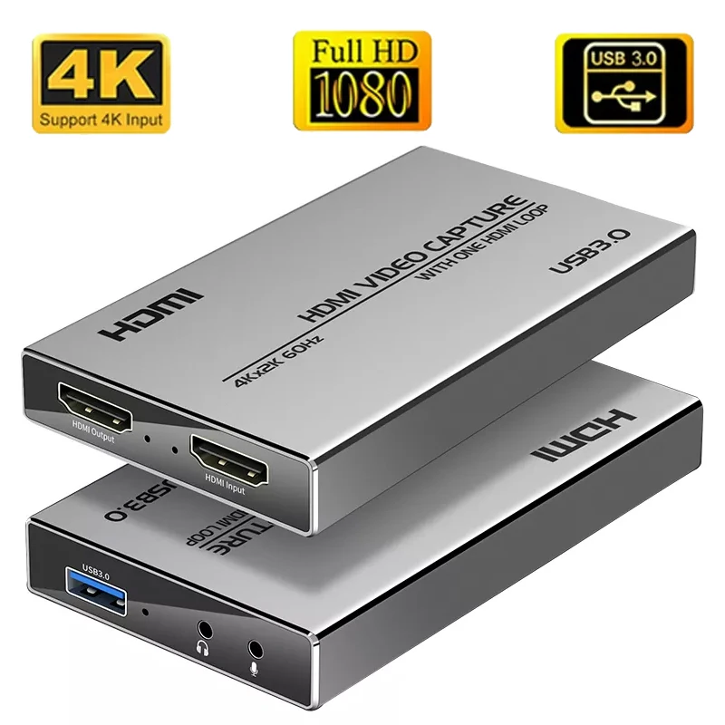 

USB 4K 60Hz HDMI-Compatible Video Capture Card USB 3.0 Game Live Streaming HD Video Recorder Grabber For OBS Capturing Potplayer