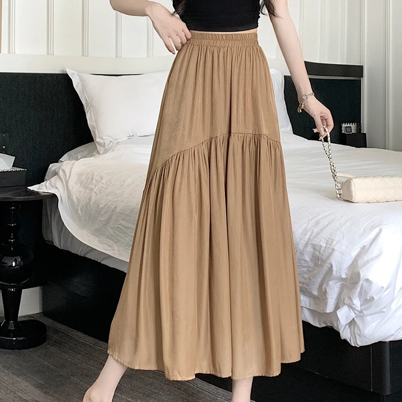 Модные эластичные однотонные юбки со складками женская одежда Новинка лета 2024