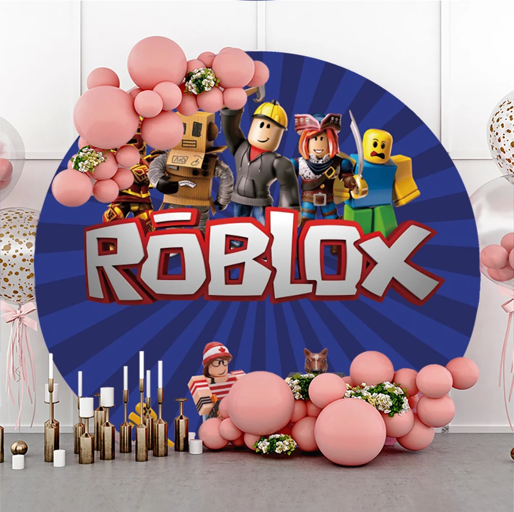

Roblox Game Party Round Backdrop Photography Cake Table Banner Decor Kids Birthday Family Celebration Photo Background Elastic