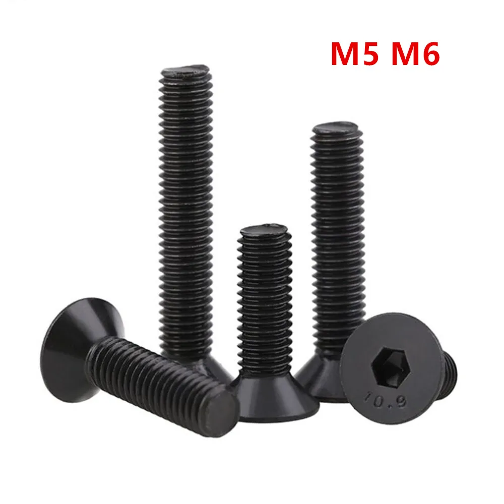 

10.9 Black M5*6 8 10-60mm M6*8 10 12 14-60mm Flat Countersunk Head Hexagon Socket Bolt Screw