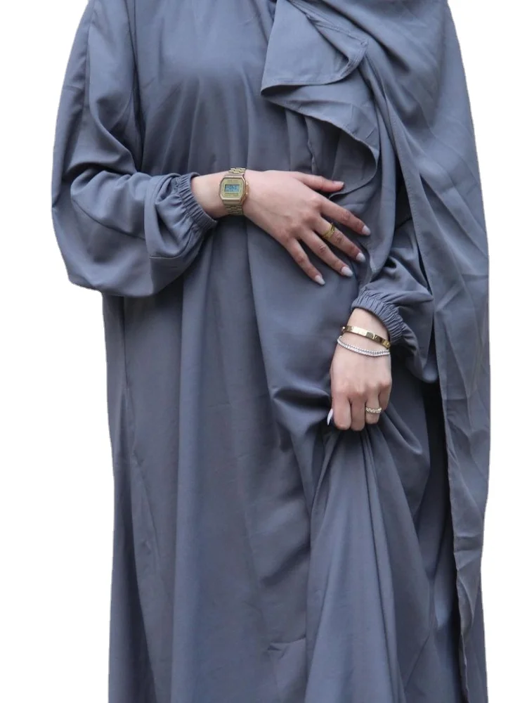 

Ramadan Eid Dress Femme 2023 Dubai for Women 14 Colors Simple Plain Hoody Abaya Islamic Abaya with Hijab Connected Hijab Dress