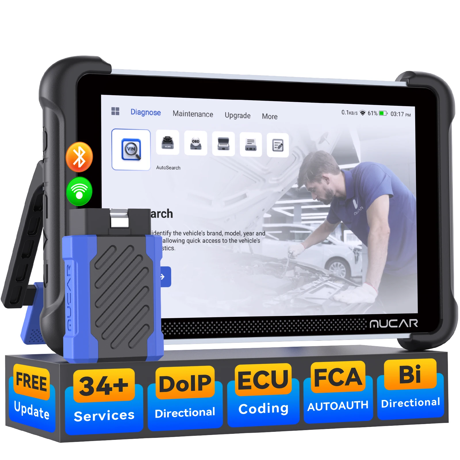 

MUCAR 892BT OBD2 сканер полная система диагностические инструменты 34 сброс пожизненное бесплатное обновление BI-направление DOIP CANFD 2025 автомобильный инструмент