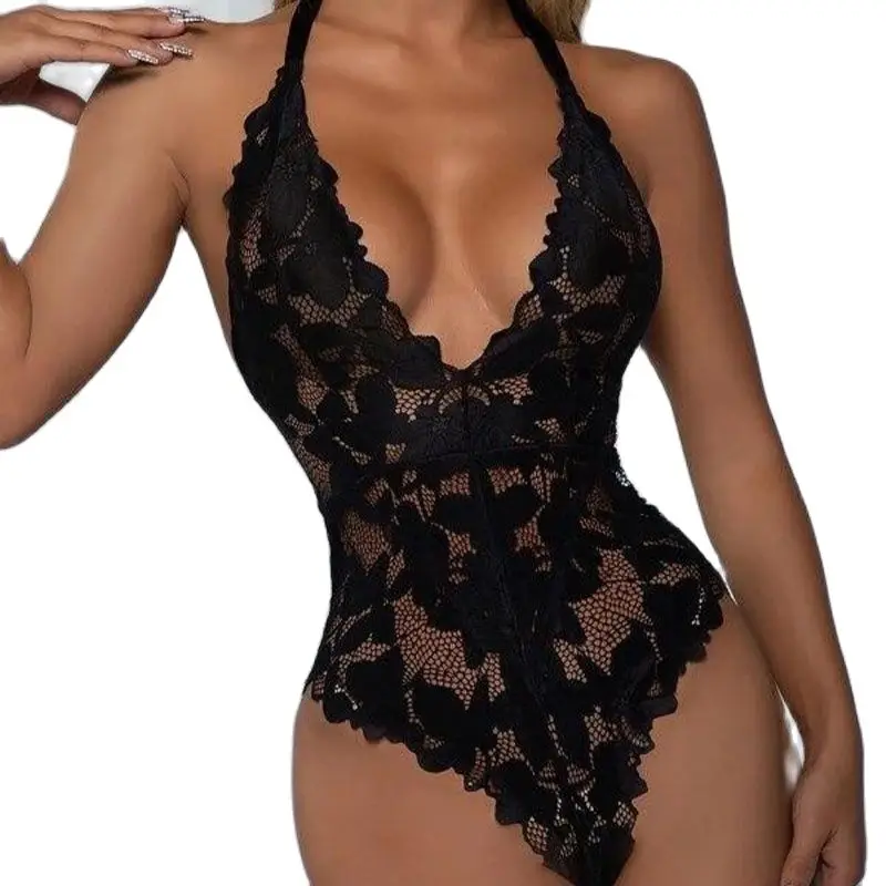 

Сексуальное женское Прозрачное нижнее белье, костюм горячих девушек, кружевное нижнее белье с промежностью, V-образный открытый бюстгальтер, комплект порно, боди, ночное белье, размер S-XXL