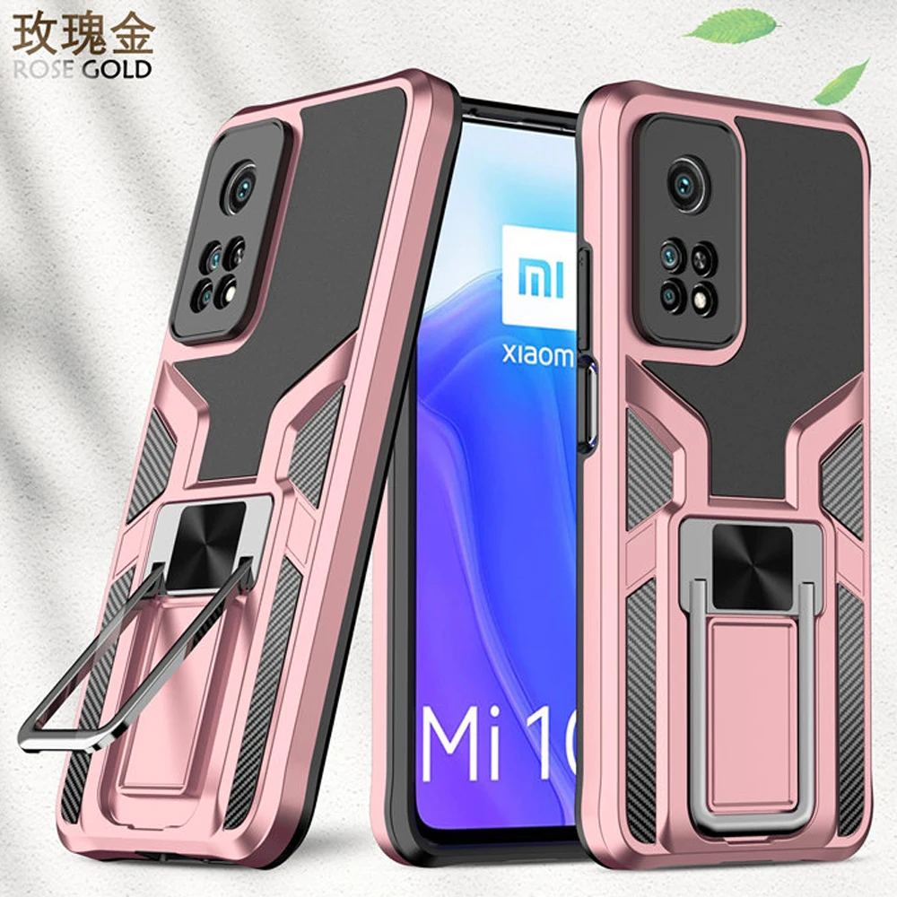 

12X Mi 10T Pro 5G Shockproof Case For Xiaomi 11 Lite NE Military Ring Holder Stand Back Funda Mi 11 Ultra 11i 10T 12 Pro Cover