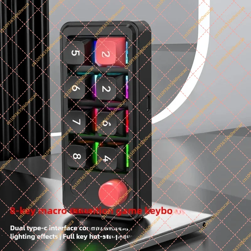 Фото Оптовая продажа: 8-клавишная механическая игровая клавиатура - RGB, с возможностью горячей замены, программируемая, одноручная клавиатура для FPS/MOBA, прямые поставки с завода №1