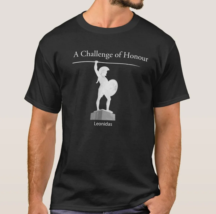 

A Challenge of Honour. Spartan Leonidas Statue MOLON LABE T Shirt. High Quality Cotton, Breathable Top, Loose Casual T-shirt