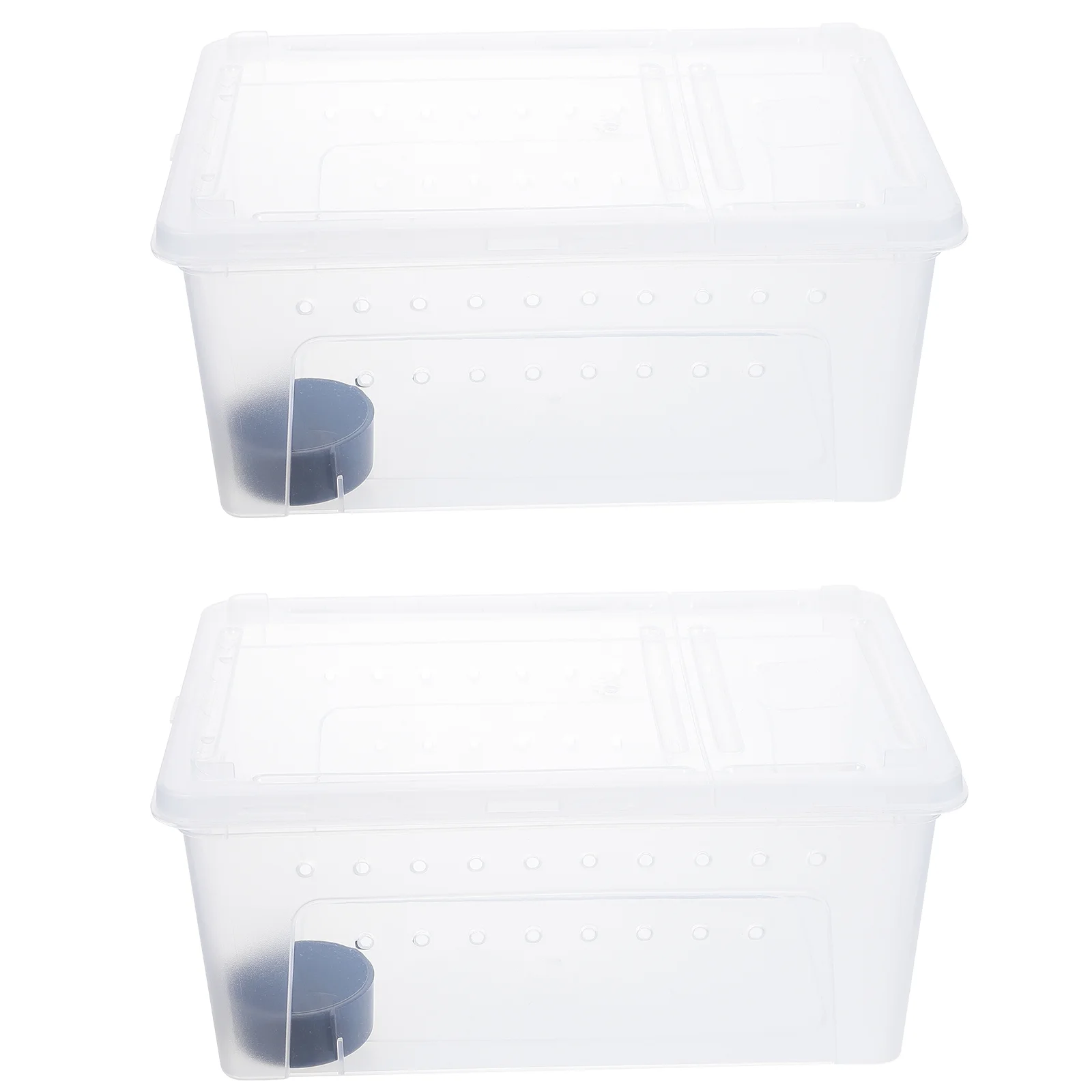 

2 Sets of Reptile Feeding Boxes Reptile Breeding Containers Reptile Anti-Escape Cases (White)