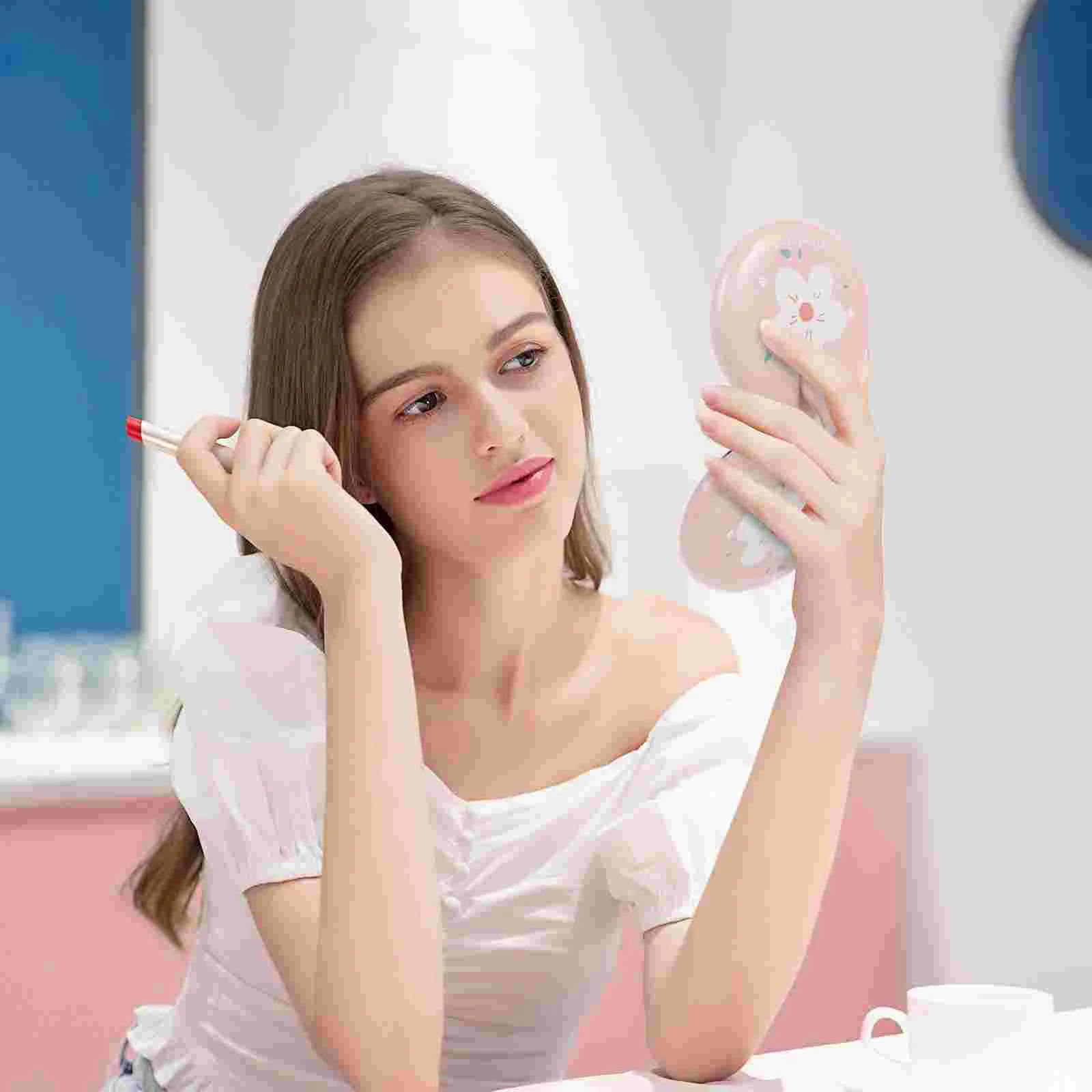 

Vanity Mirror Small Make-up Compact Delicate Metal King Ring Simple Style Portable