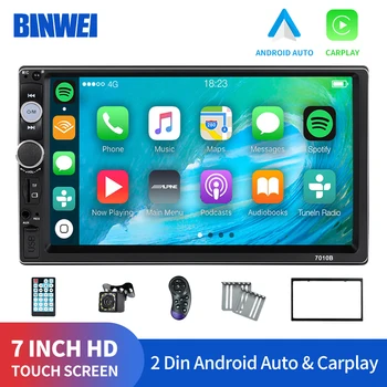 BINWEI 2din  Apple Carplay Touch Screen Car Radio With Screen Automotive Multimedia Audio Stereo Bluetooth Intelligent System 1