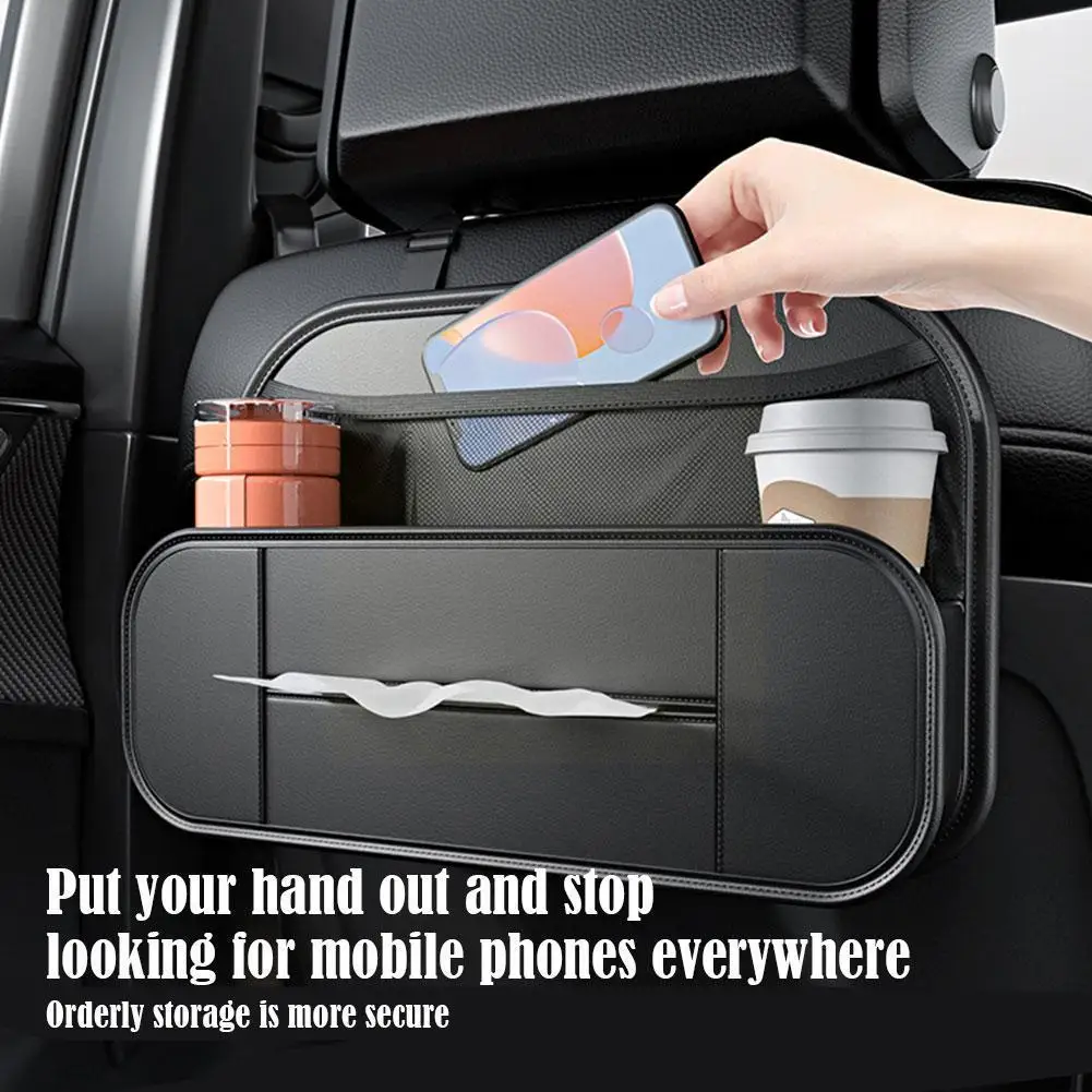 

Car Back Storage Box Cup Holder Phone Box Hanging Car Supplies Organizer Bag Car Leather Universal Tissue Boxes Z1e4