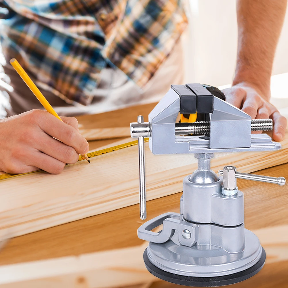 

Woodworking Table Vise with Suction Cup Base Practical Aluminum Alloy Vacuum Base Bench Vise 360 Degree Rotation Head