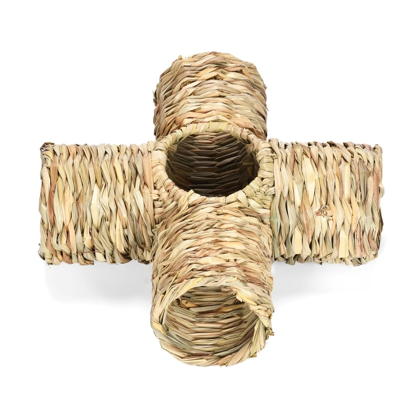 

Rabbit for Hay Nest Straw Tunnel Grass Woven House Bunny Chew Toy for Small Anim