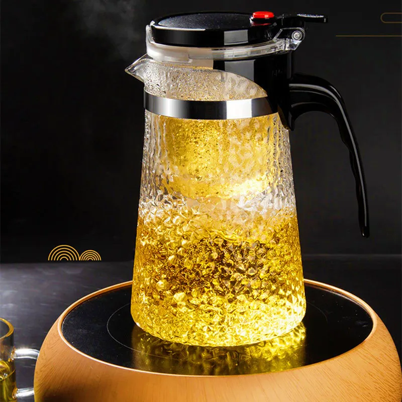 

High boron heat-resistant glass household cold kettle teapot tea water separation hammer pattern elegant cup glass pot tea set