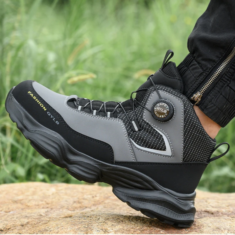 Осенние высокие рабочие ботинки строительные с металлическим носком