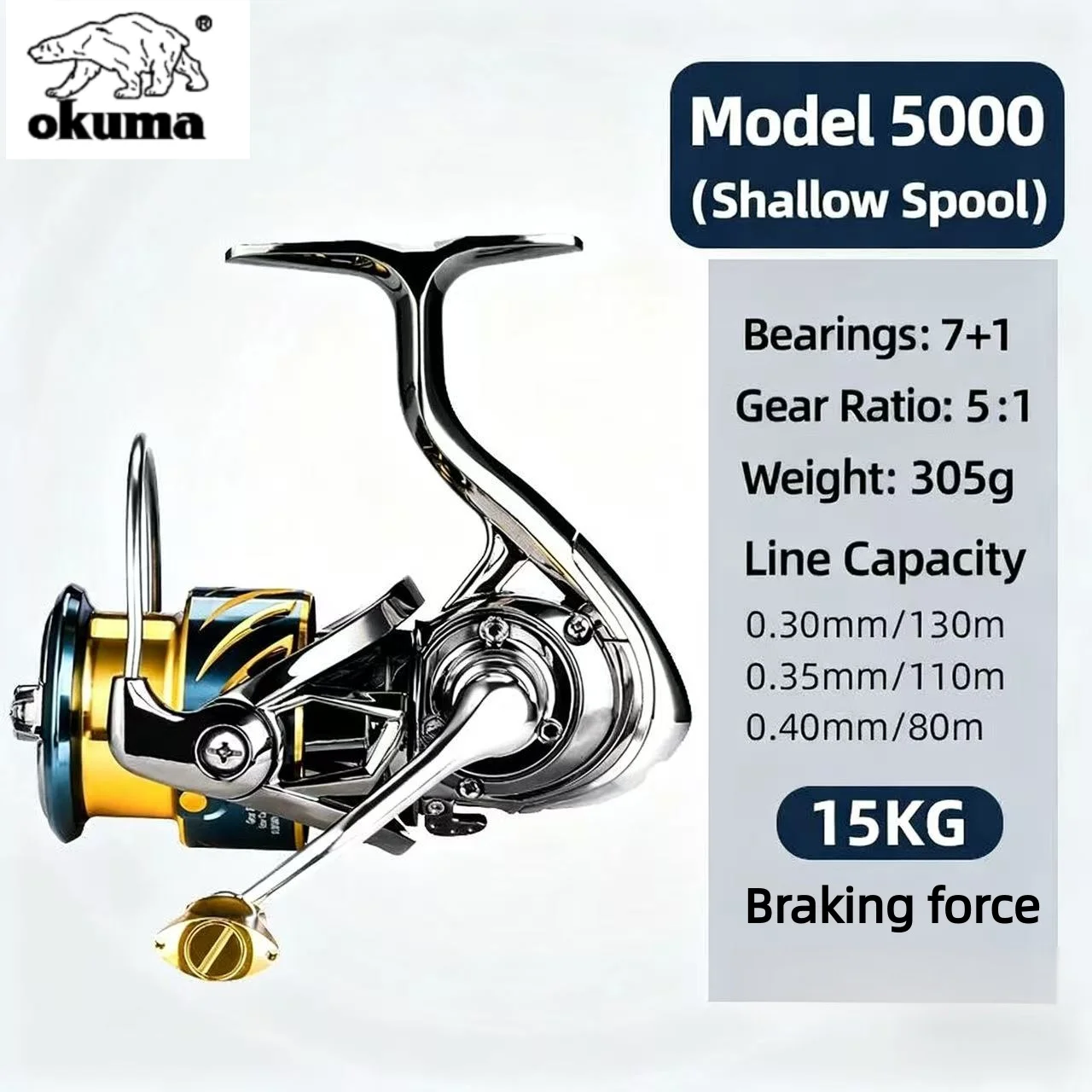 Фото Рыболовные снасти okuma, спиннинговая катушка, универсальная рыболовная катушка, цельнометаллическая рыболовная катушка, специальная катушка для лески, приманка №3