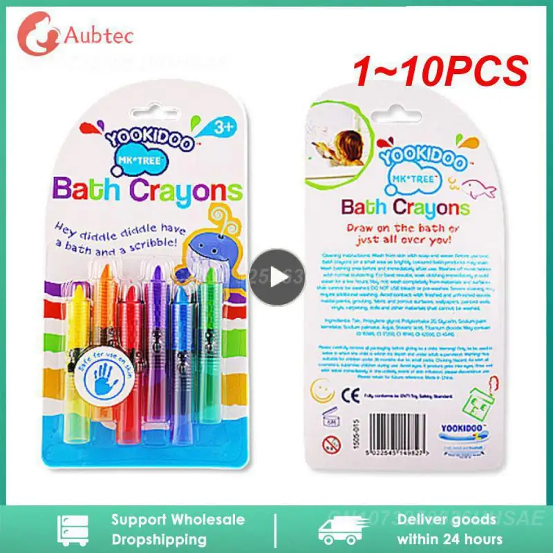 

1~10PCS Children's Crayon Suit Non-toxic and Safe Food Color Wax Paintbrush Can Be Wiped Bath Toys for Kids Kids Toys