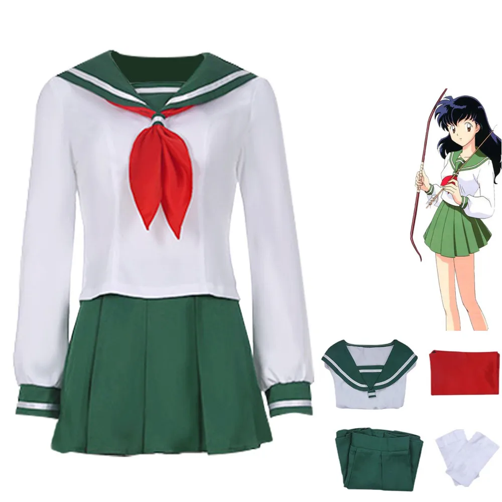 

Аниме Inuyasha Higurashi Kagome зеленый костюм косплей Jk японская школьная форма Женская Сексуальная кавайная Карнавальная фотоформа