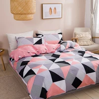 modern geometric pattern pink bedding set king size home soft queen duvet cover set with pillowcase full twin bed quilt cover