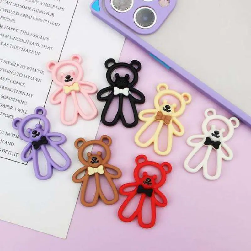 

30*43MM Resin Kawaii Bowknot Bear Flatback Cabochon Scrapbooking Craft Fit Phone Decoration DIY Hair Bows Center Accessories