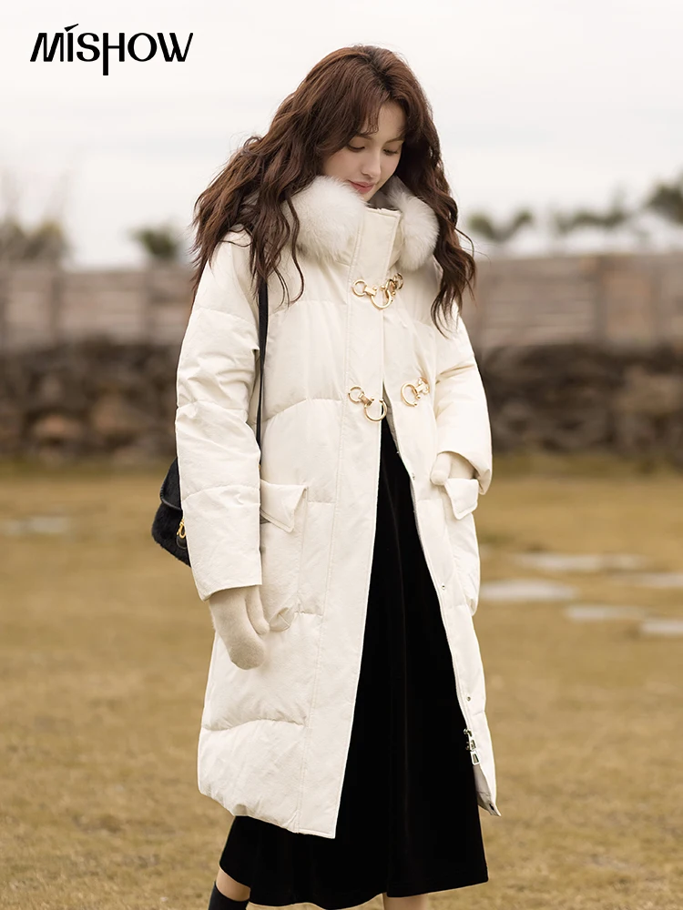 MISHOW Down Jacket Women 2022 Winter Warm Hooded Parkas Loose Solid Long Down Coat New Thick Female Outdoor Overcoats MXB48Y0165