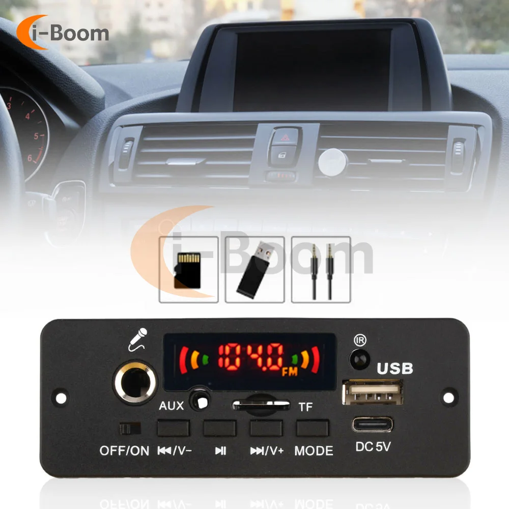 

DC5V Bluetooth 5.0 FM Radio MP3 Karaoke Car Central Control System Module Amplifier 2*5W Integrated Amplifier Decoder Board