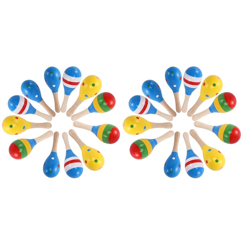 

24 Pieces Maracas For Maraca Party Favours Wooden Maracas Colorful Mini Maracas Random Colors