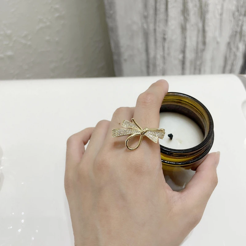 

Wholesale Geometric Irregula Bow Zircon Rings for Women Couples Fashion Party Jewelry Adjustable Making Girl Gift Accessories